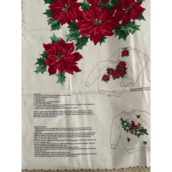 Vintage Christmas Greenery Wearable Art craft fabric panel - Picture 3 of 6